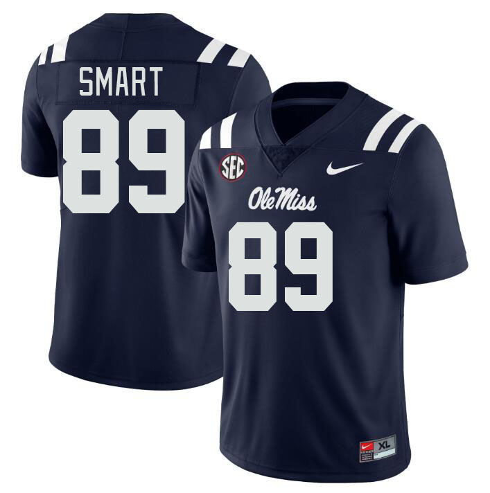 Men #89 Jordan Smart Ole Miss Rebels College Football Jerseys Stitched-Navy